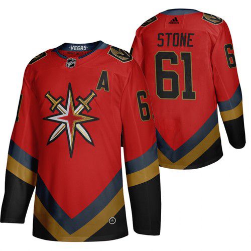 Cheap Men Vegas Golden Knights 61 Stone red NHL 2021 Reverse Retro jersey